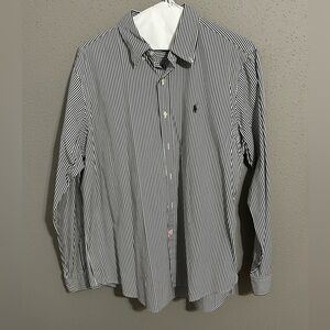 Ralph Lauren Black and White Striped Button Down Shirt. Size Men’s XL